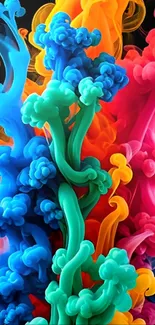 Vibrant abstract fluid art with colorful swirling patterns.