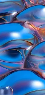Abstract fluid art with blue and pink hues.