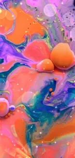 Vibrant abstract wallpaper with swirling colors in fluid art style.