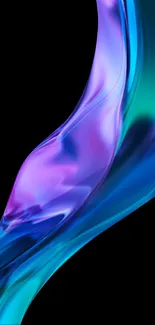 Vibrant abstract fluid wallpaper with blue and purple hues for mobile phone.