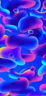 Vibrant abstract wallpaper with fluid shapes in blue, purple, and pink colors.