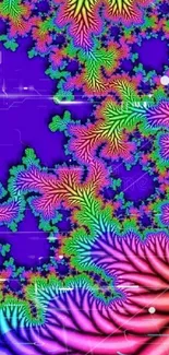 Vibrant purple and multicolored fractal abstract wallpaper for mobile phones.