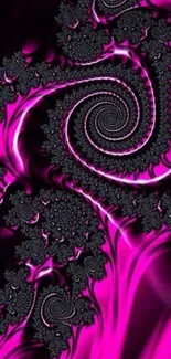 Vibrant magenta fractal design with swirling patterns.