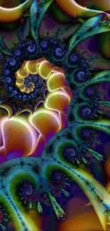 Colorful abstract fractal spiral wallpaper with vibrant artistic design.