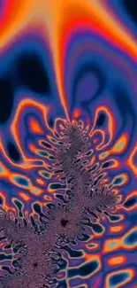 Vibrant abstract fractal wallpaper in orange and blue tones, ideal for mobile screens.