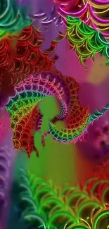 Vibrant multicolor abstract fractal spiral design.