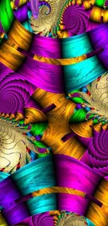 Vibrant abstract fractal mobile wallpaper with swirling patterns.
