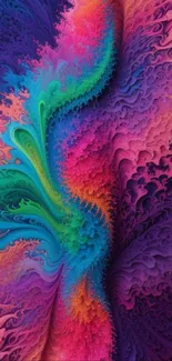 Vibrant abstract fractal wallpaper with colorful swirls.