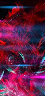 Dynamic red and teal abstract art wallpaper