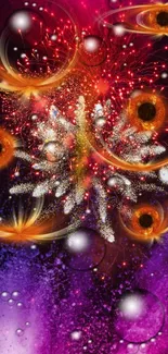 Vibrant abstract galaxy wallpaper with fireworks effect.