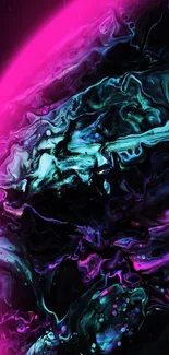 Vibrant abstract galaxy wallpaper with pink and blue swirls.