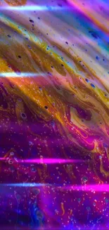 Vibrant abstract galaxy wallpaper with purple and gold swirls.