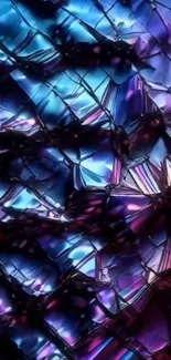 Vibrant abstract geometric mobile wallpaper with purple and blue hues.