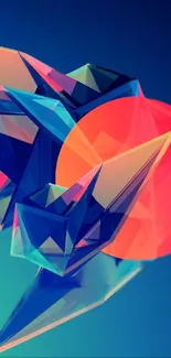 Vibrant abstract geometric wallpaper with bold colors and polygonal shapes.