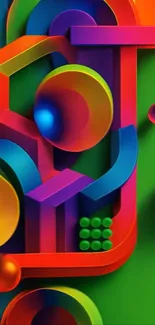 Vibrant abstract geometric shapes with bold colors.