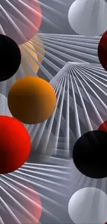 Abstract geometric spheres wallpaper with vibrant colors.
