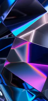 Abstract geometric wallpaper with vibrant and reflective colors.