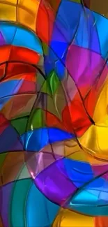 Vibrant abstract glass art with dynamic colors.