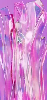 Abstract glass-like structures on purple background.