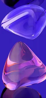 Abstract glass shapes in purple tones for mobile wallpaper.