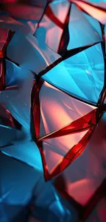 Vibrant glass abstract wallpaper with blue and red hues.