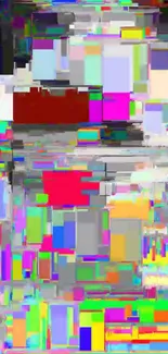 Colorful abstract glitch art mobile wallpaper.