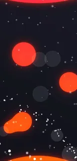 Vibrant wallpaper with glowing orange circles on a dark background.