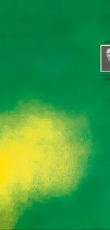 Vibrant abstract green wallpaper with yellow highlights and artistic design.