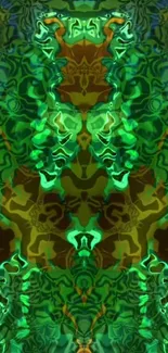 Vibrant abstract green pattern with symmetrical design.