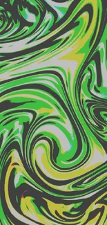 Abstract green swirl wallpaper with vibrant dynamic design.