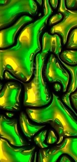 Vibrant abstract green and yellow waves wallpaper.