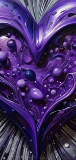 Vibrant abstract purple heart art wallpaper with dynamic strokes and textures.