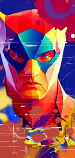 Vibrant geometric abstract hero art with bold colors.