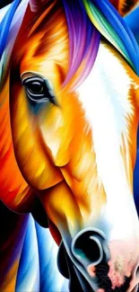 Abstract colorful horse wallpaper with vibrant blue hues