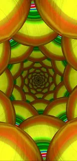 Abstract yellow and green kaleidoscope design.