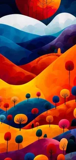 Vibrant abstract landscape with vivid colors.