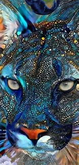 Abstract blue leopard art wallpaper for mobile phone.