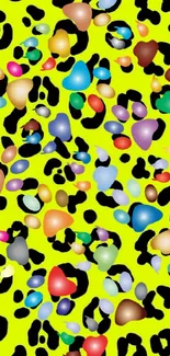 Abstract vibrant leopard print wallpaper with colorful highlights.