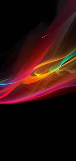 Abstract black wallpaper with colorful swirling lines.