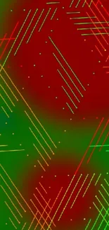 Colorful abstract green and red line wallpaper.