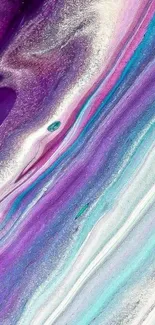 Vibrant abstract marble design in purple, blue, and white tones.