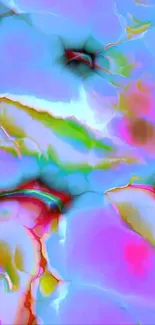 Vibrant abstract marble wallpaper with colorful fluid patterns.
