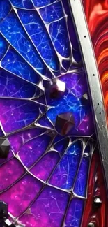 Vibrant abstract design with purple and red hues.