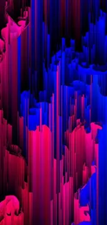 Vibrant abstract wallpaper with pink and blue vertical patterns.