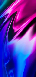 Vibrant abstract wallpaper with pink and blue neon swirls.