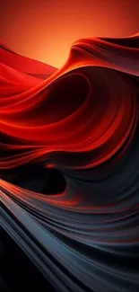 Vibrant abstract red and black wave design for phone wallpaper.