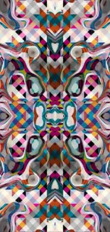 Colorful abstract geometric mobile wallpaper with vibrant patterns.