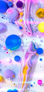 Colorful abstract mobile wallpaper with vibrant spheres.