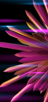 Vibrant pink and gold spikes on a black background mobile wallpaper.