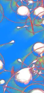 Dynamic blue abstract wallpaper with 3D shapes.